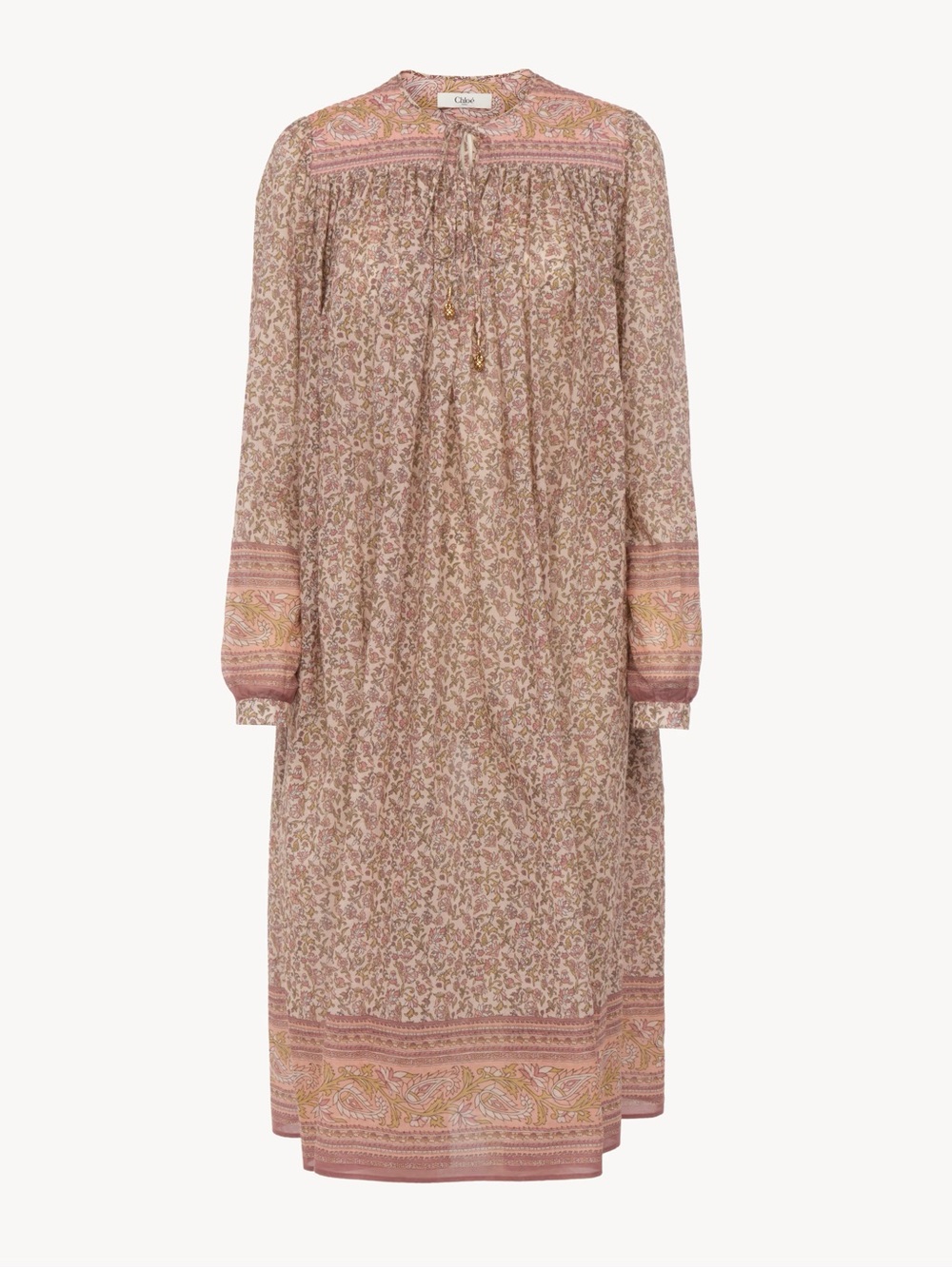 ✨ CHLOE ss 2025 pleated floral paisley print voile midi dress $ 1,950